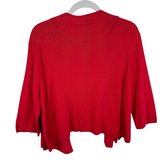 J. Jill Cotton Blend Red Cropped 3/4 Sleeve Lightweight Open Cardigan Size LP - Picture 2 of 5